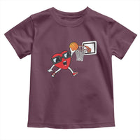 Basketball Valentines Toddler T Shirt Cute Red Heart Playing Basketball Player Team Boys - Wonder Print Shop