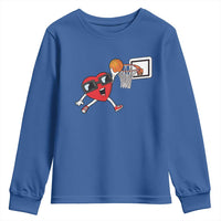 Basketball Valentines Youth Sweatshirt Cute Red Heart Playing Basketball Player Team Boys - Wonder Print Shop