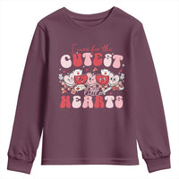 Nurse Valentine Gift Youth Sweatshirt Care For Cutest Little Hearts