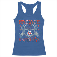 Valentines Radiology Racerback Tank Top Retro Rad Tech Skeleton Radiate Love Radiology