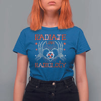 Valentines Radiology T Shirt For Women Retro Rad Tech Skeleton Radiate Love Radiology
