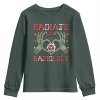 Valentines Radiology Youth Sweatshirt Retro Rad Tech Skeleton Radiate Love Radiology
