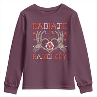 Valentines Radiology Youth Sweatshirt Retro Rad Tech Skeleton Radiate Love Radiology