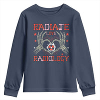 Valentines Radiology Youth Sweatshirt Retro Rad Tech Skeleton Radiate Love Radiology