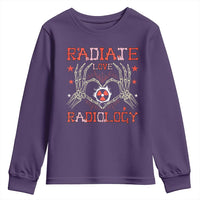 Valentines Radiology Youth Sweatshirt Retro Rad Tech Skeleton Radiate Love Radiology