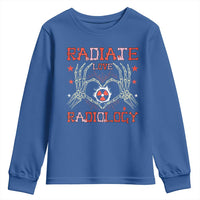Valentines Radiology Youth Sweatshirt Retro Rad Tech Skeleton Radiate Love Radiology