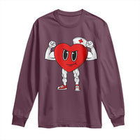 Heart Nurse Valentines Day Long Sleeve Shirt RN CNA ICU Cardiac Heart Anatomy
