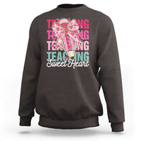Teacher Valentine Coquette Bow Sweatshirt Teaching Sweethearts