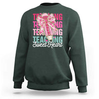 Teacher Valentine Coquette Bow Sweatshirt Teaching Sweethearts