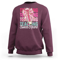 Teacher Valentine Coquette Bow Sweatshirt Teaching Sweethearts