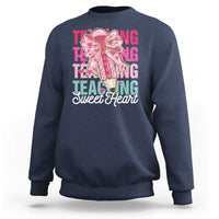 Teacher Valentine Coquette Bow Sweatshirt Teaching Sweethearts