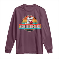 Vintage Valentines Dinosaur Long Sleeve Shirt Funny Dino Meme Skibidi Rizzler - Wonder Print Shop