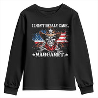 Vice President Jd Vance Youth Sweatshirt Cowboy Skull American Flag I Don't Really Care Margaret