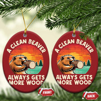 A Clean Beaver Always Gets More Wood Christmas Ornament Funny Adult Crude Joke - Wonder Print Shop