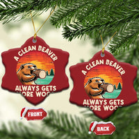 A Clean Beaver Always Gets More Wood Christmas Ornament Funny Adult Crude Joke - Wonder Print Shop