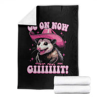 Cowboy Opossum Go On Now Git Throw Blanket Funny Possum Pink Cowgirl Hat Western Wild West - Wonder Print Shop