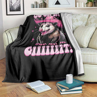 Cowboy Opossum Go On Now Git Throw Blanket Funny Possum Pink Cowgirl Hat Western Wild West - Wonder Print Shop