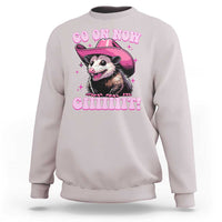 Cowboy Opossum Go On Now Git Sweatshirt Funny Possum Pink Cowgirl Hat Western Wild West - Wonder Print Shop