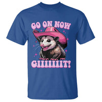 Cowboy Opossum Go On Now Git T Shirt Funny Possum Pink Cowgirl Hat Western Wild West - Wonder Print Shop