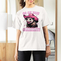 Cowboy Opossum Go On Now Git T Shirt For Women Funny Possum Pink Cowgirl Hat Western Wild West - Wonder Print Shop