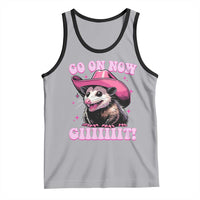 Cowboy Opossum Go On Now Git Tank Top Funny Possum Pink Cowgirl Hat Western Wild West - Wonder Print Shop