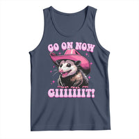 Cowboy Opossum Go On Now Git Tank Top Funny Possum Pink Cowgirl Hat Western Wild West - Wonder Print Shop