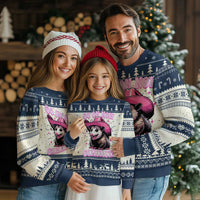 Cowboy Opossum Go On Now Git Knitted Sweatshirt Funny Possum Pink Cowgirl Hat Western Wild West - Wonder Print Shop