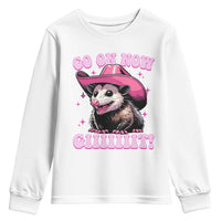 Cowboy Opossum Go On Now Git Youth Sweatshirt Funny Possum Pink Cowgirl Hat Western Wild West - Wonder Print Shop