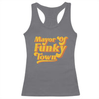 Retro Mayor of Funky Town Racerback Tank Top Funny Vintage 70s Disco Party