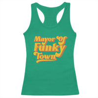 Retro Mayor of Funky Town Racerback Tank Top Funny Vintage 70s Disco Party