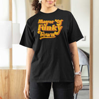 Retro Mayor of Funky Town T Shirt For Women Funny Vintage 70s Disco Party