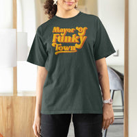 Retro Mayor of Funky Town T Shirt For Women Funny Vintage 70s Disco Party