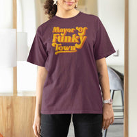 Retro Mayor of Funky Town T Shirt For Women Funny Vintage 70s Disco Party