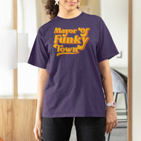 Retro Mayor of Funky Town T Shirt For Women Funny Vintage 70s Disco Party