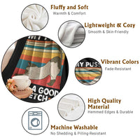 My Pussy Loves A Good Stretch Throw Blanket Funny Humor Saying Cat Vintage - Wonder Print Shop