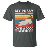 My Pussy Loves A Good Stretch T Shirt Funny Humor Saying Cat Vintage - Wonder Print Shop