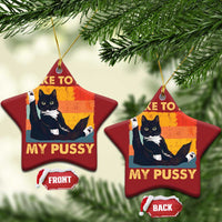 Funny Humor Saying Cat Christmas Ornament I Like To Pet My Pussy Naughty Vintage - Wonder Print Shop