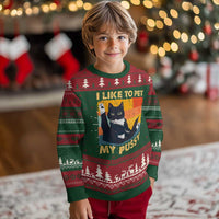 Funny Humor Saying Cat Knitted Sweatshirt I Like To Pet My Pussy Naughty Vintage - Wonder Print Shop