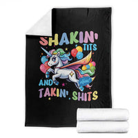 Shakin' Tits and Takin' Shits Throw Blanket Naughty Funny Unhinged Unicorn - Wonder Print Shop