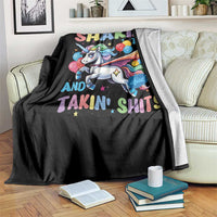 Shakin' Tits and Takin' Shits Throw Blanket Naughty Funny Unhinged Unicorn - Wonder Print Shop