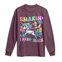 Shakin' Tits and Takin' Shits Long Sleeve Shirt Naughty Funny Unhinged Unicorn - Wonder Print Shop