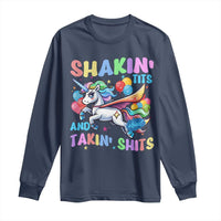 Shakin' Tits and Takin' Shits Long Sleeve Shirt Naughty Funny Unhinged Unicorn - Wonder Print Shop