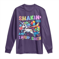 Shakin' Tits and Takin' Shits Long Sleeve Shirt Naughty Funny Unhinged Unicorn - Wonder Print Shop