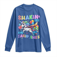 Shakin' Tits and Takin' Shits Long Sleeve Shirt Naughty Funny Unhinged Unicorn - Wonder Print Shop