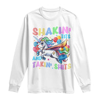 Shakin' Tits and Takin' Shits Long Sleeve Shirt Naughty Funny Unhinged Unicorn - Wonder Print Shop