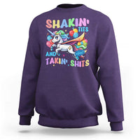 Shakin' Tits and Takin' Shits Sweatshirt Naughty Funny Unhinged Unicorn - Wonder Print Shop
