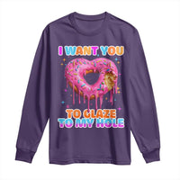 Funny Offensive Embarrassing Long Sleeve Shirt I Want You to Glaze My Hole Adult Humor Donut - Wonder Print Shop