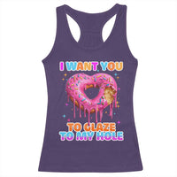 Funny Offensive Embarrassing Racerback Tank Top I Want You to Glaze My Hole Adult Humor Donut - Wonder Print Shop