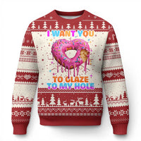 Funny Offensive Embarrassing Knitted Sweatshirt I Want You to Glaze My Hole Adult Humor Donut - Wonder Print Shop