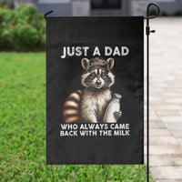 Just A Dad Who Always Came Back With The Milk Garden Flag Retro Raccoon Camo Fathers Day - Wonder Print Shop